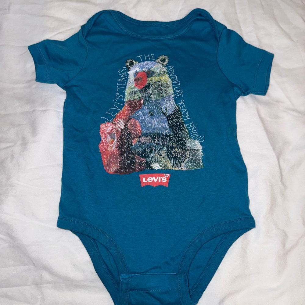 Levi's Teal Adventure Bear Kids Bodysuit